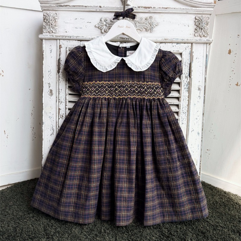 Robe vintage bleu foncé brodée - Vintage Fashion La avis et prix